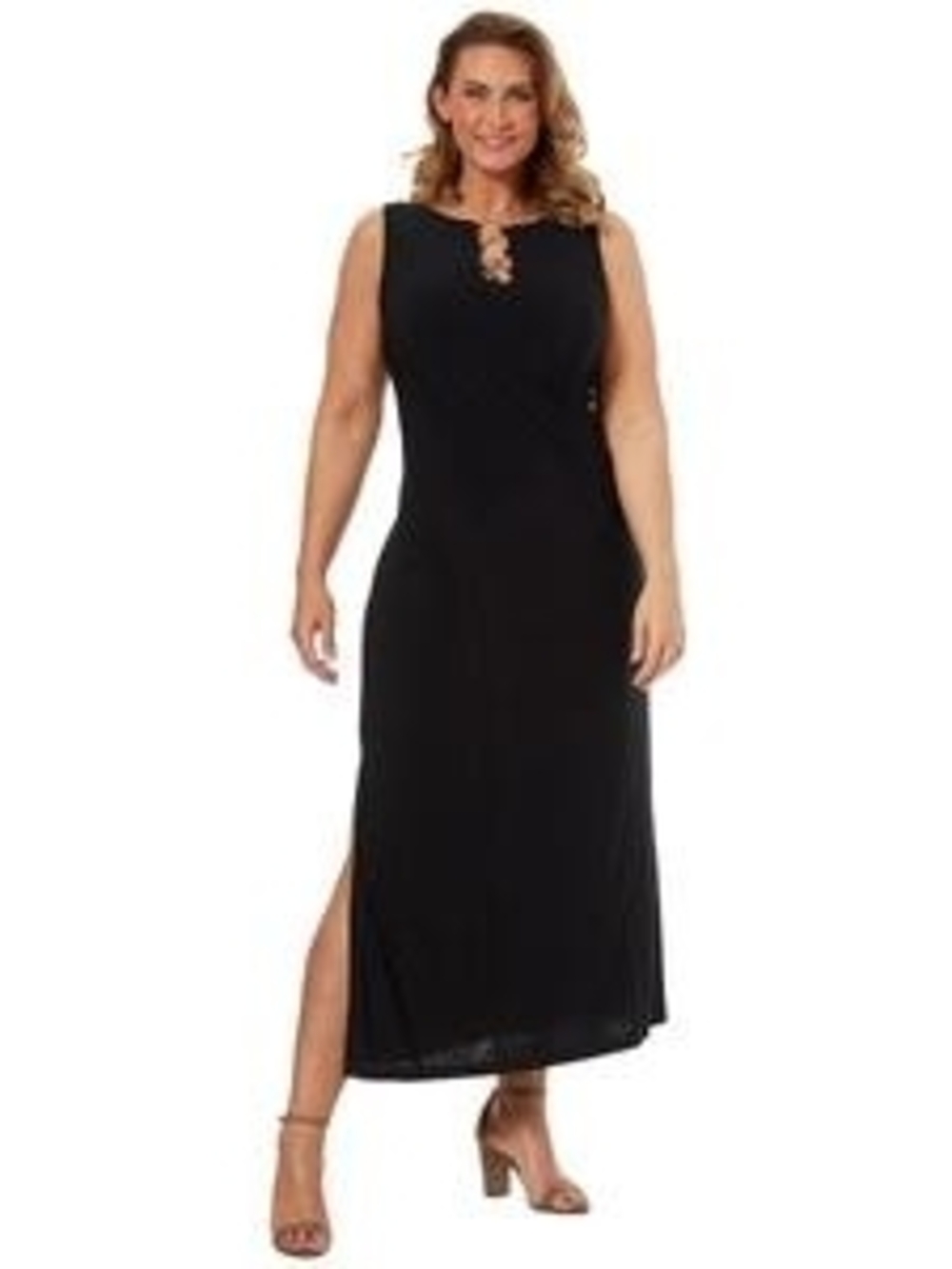 MSK Black Sleeveless Maxi Dress with Side Slit